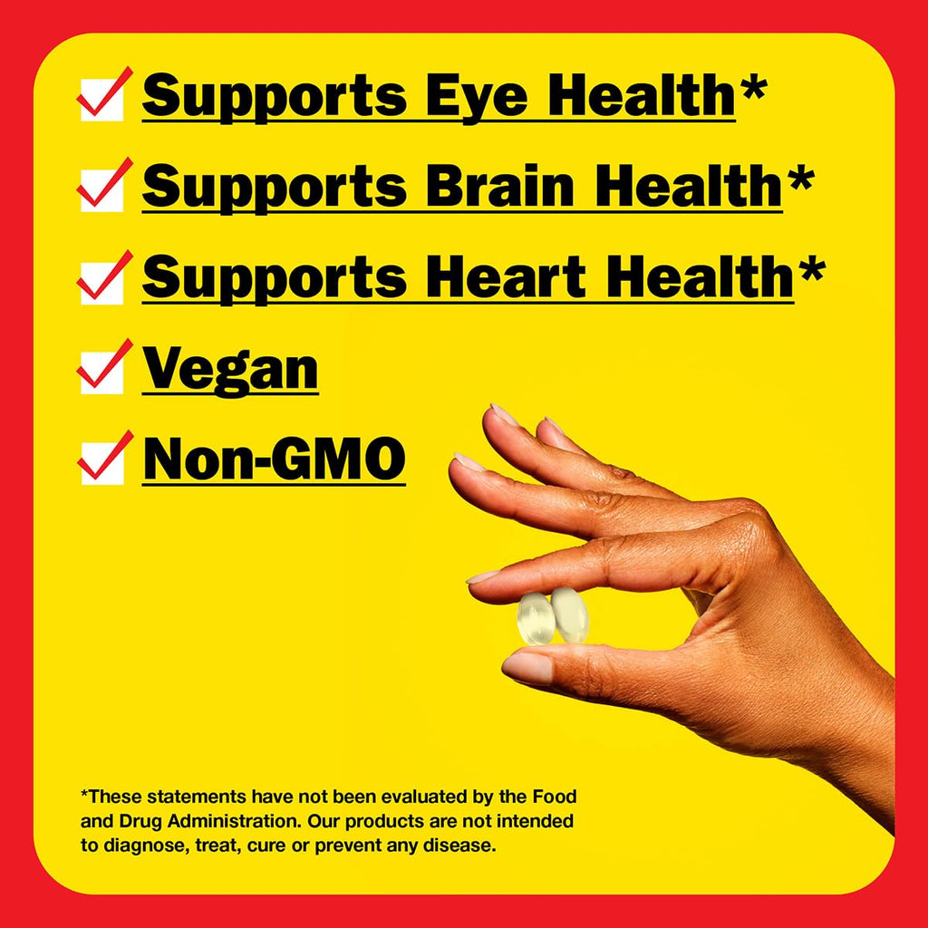 Bragg Omega-3 Vegan Softgels with DHA & EPA – Marine Algae, Eye & Brain Health