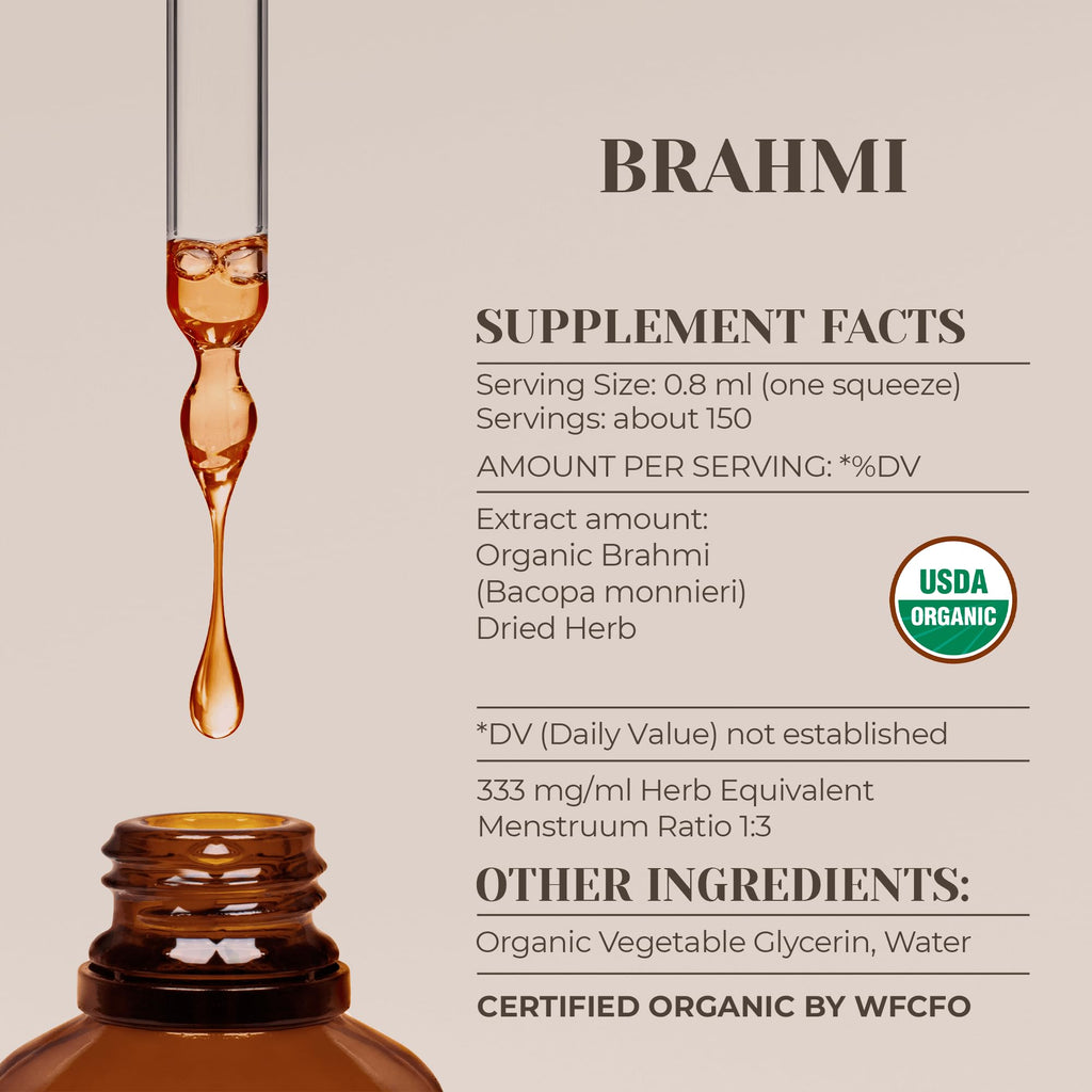 Brahmi USDA Organic Alcohol-Free Extract | Bacopa Monnieri Tincture 4 oz