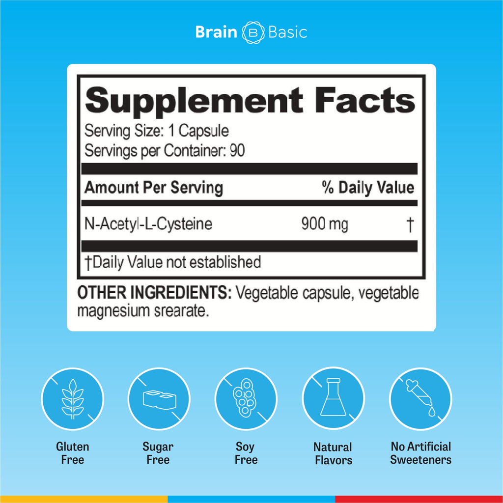 Brain Basics Ultra NAC | Glutathione Precursor for Brain, Liver Health & Immune Support | 90 Servings