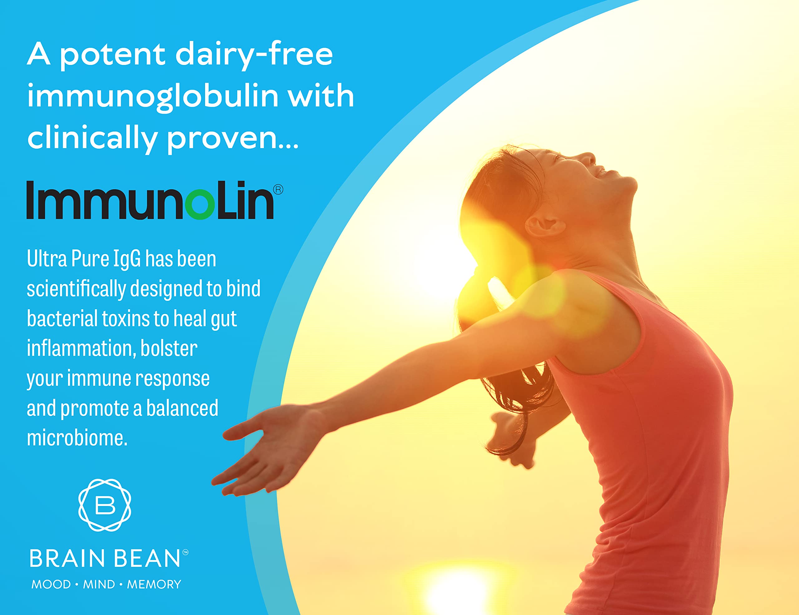 Brain Basics Ultra Pure IgG Supplement – Dairy-Free IgG-Immunolin Powder, 150g, 60 Servings