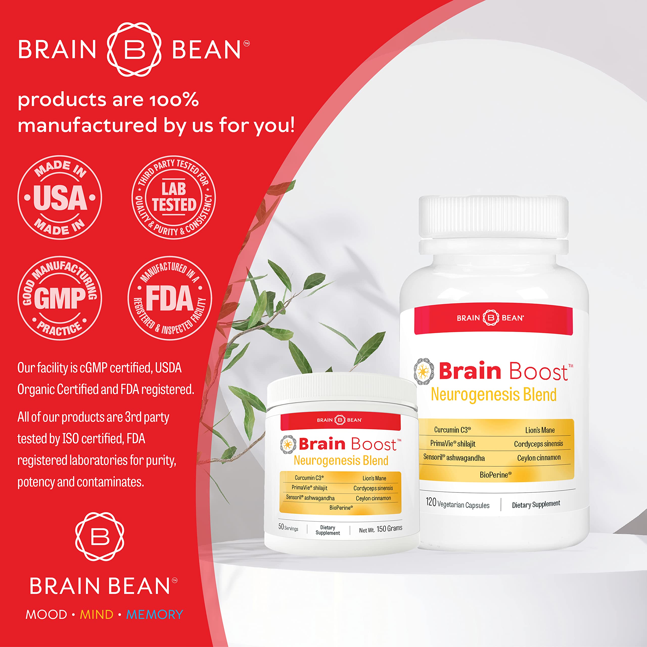 Brain Bean Brain-Boost (Formerly Brain Boost) - Mood, Mind & Memory Support