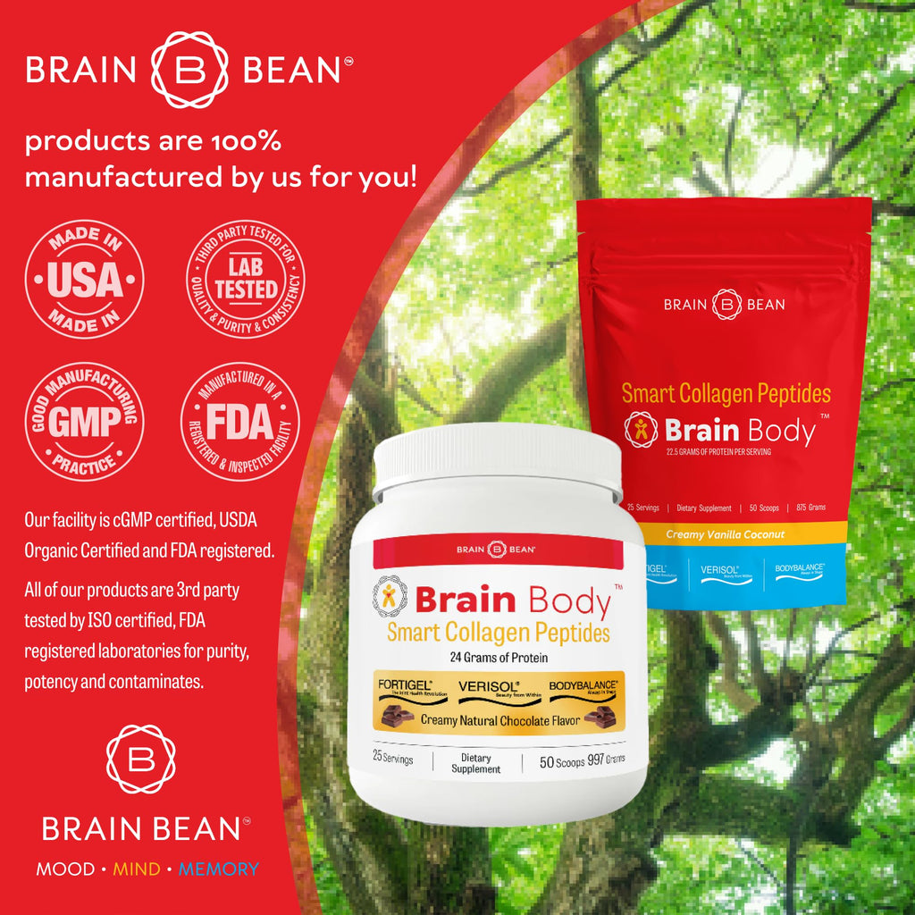 Brain Body Collagen Peptides Powder – Vanilla Coconut, 875g | Hair, Skin, Nails & Joint Health
