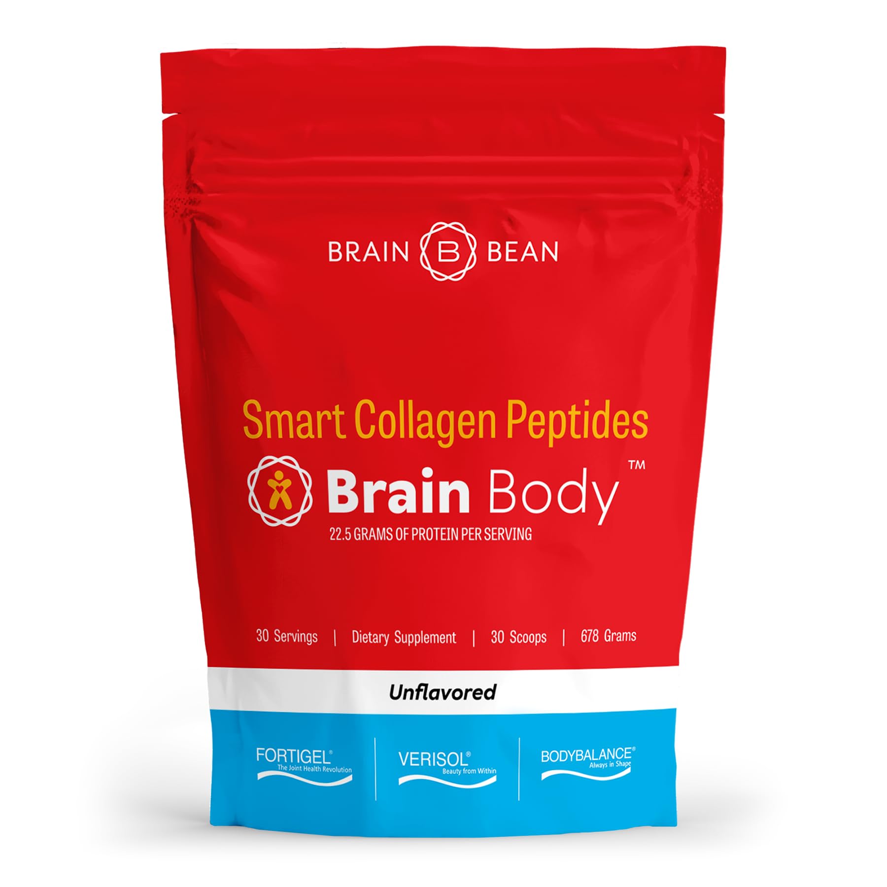 Brain Body Collagen Peptides Powder – Unflavored 678g | 30 Servings, 22g Protein