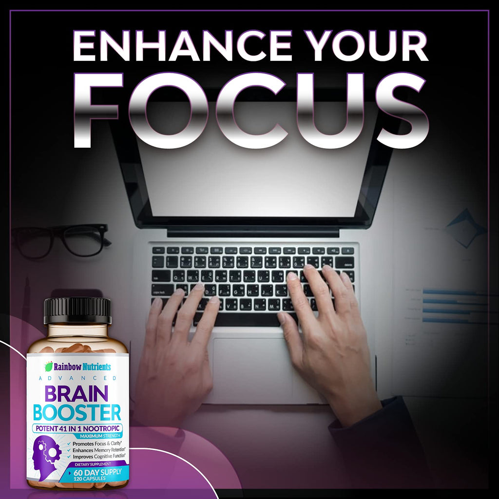 40-in-1 Brain Booster for Memory, Focus & Clarity | Natural Nootropic Brain Support with DMAE, Bacopa Monnieri – 120 V Capsules