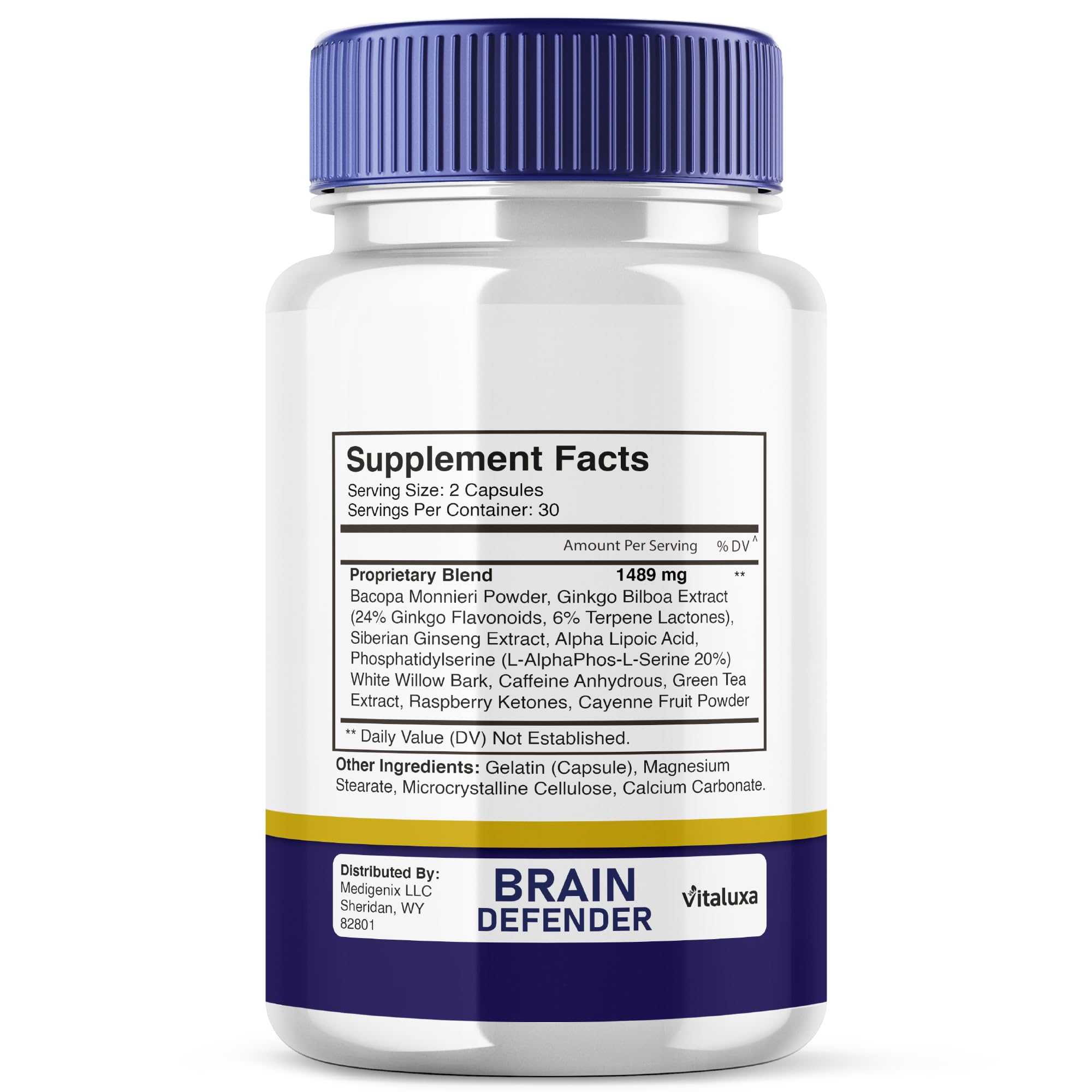 Brain Defender Supplement – Focus & Memory Nootropic Capsules (60 Count)