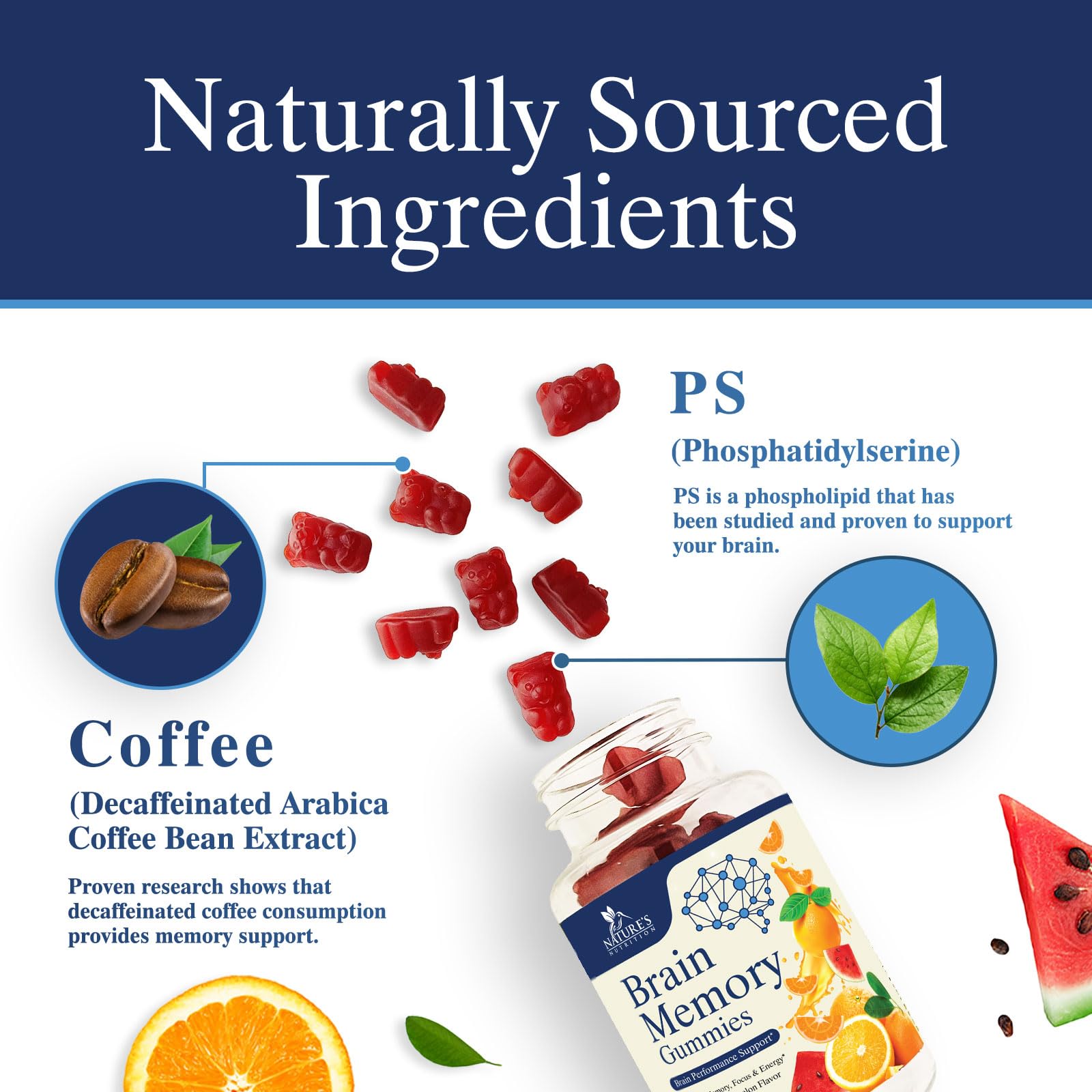 Brain Gummies for Memory & Focus – Phosphatidylserine, B6 & B12 (60 Gummies)