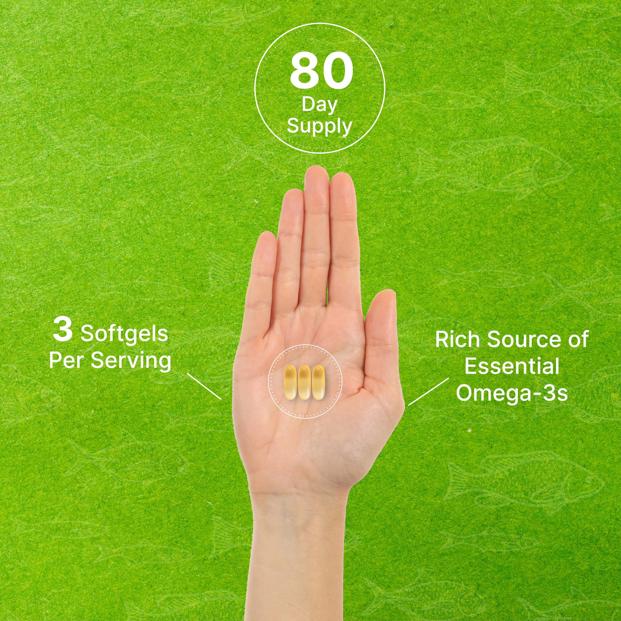 DEAL SUPPLEMENT Omega 3 Fish Oil – 3,000 mg per Serving, 240 Softgels, Burpless Lemon