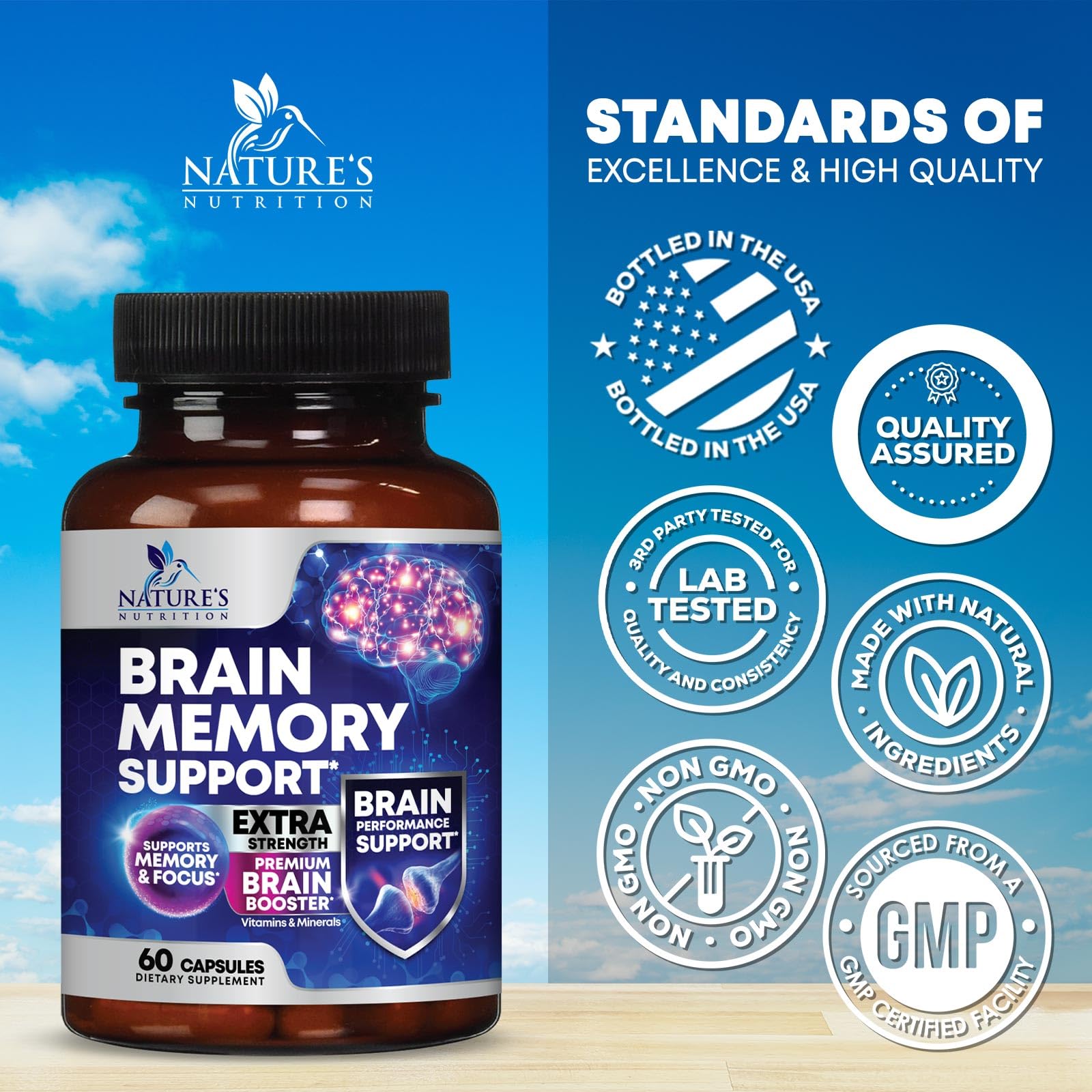 Brain Memory Supplement Pills - 3X Strength Nootropics for Concentration, Clarity & Focus
