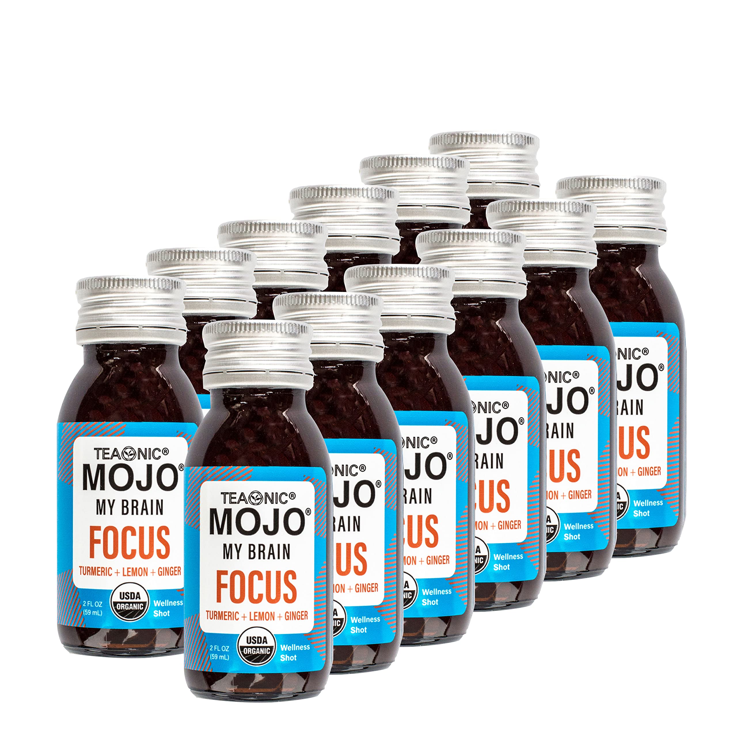 TEAONIC My Brain Mojo Focus Wellness Shots – Vegan, Gluten-Free, Non-GMO (12 x 2 fl oz)