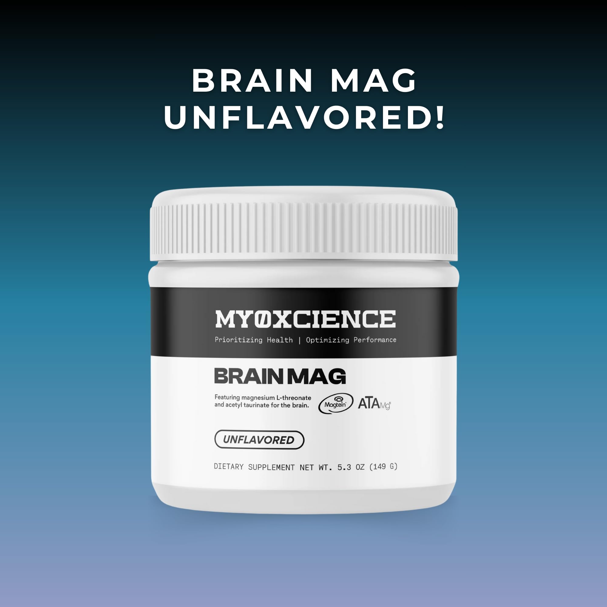 MYOXCIENCE Brain Mag | Magnesium L-Threonate Magtein & Magnesium Glycinate Powder (Unflavored) – 60 Servings