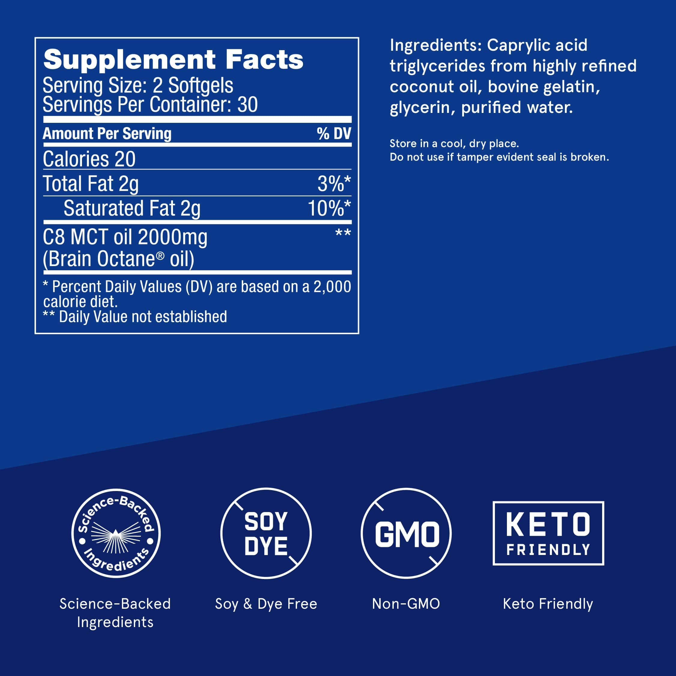 Bulletproof Brain Octane Softgels – 60 Count | Pure C8 MCT Oil for Sustained Energy