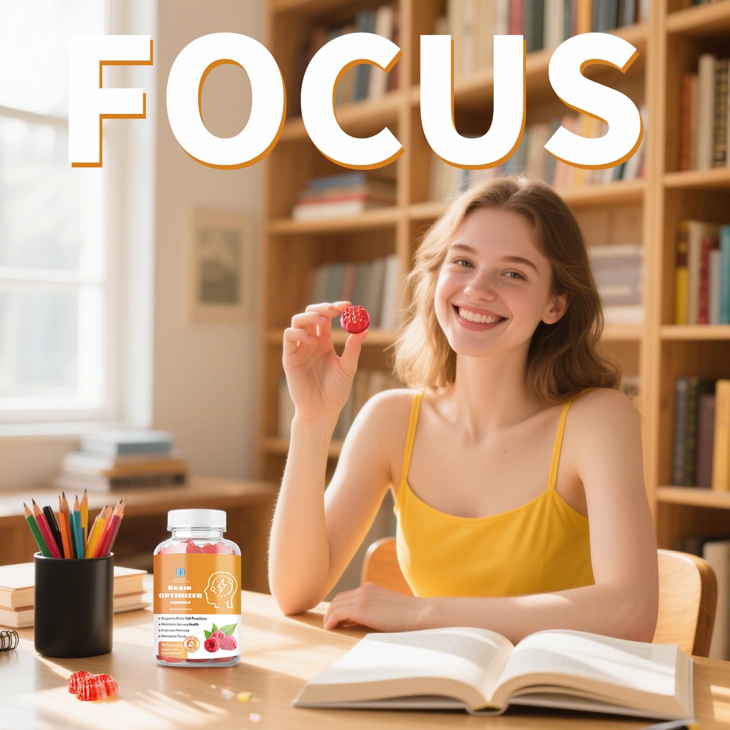 Brain Optimizer Gummies - Brain Support for Memory, Focus & Attention (Raspberry)