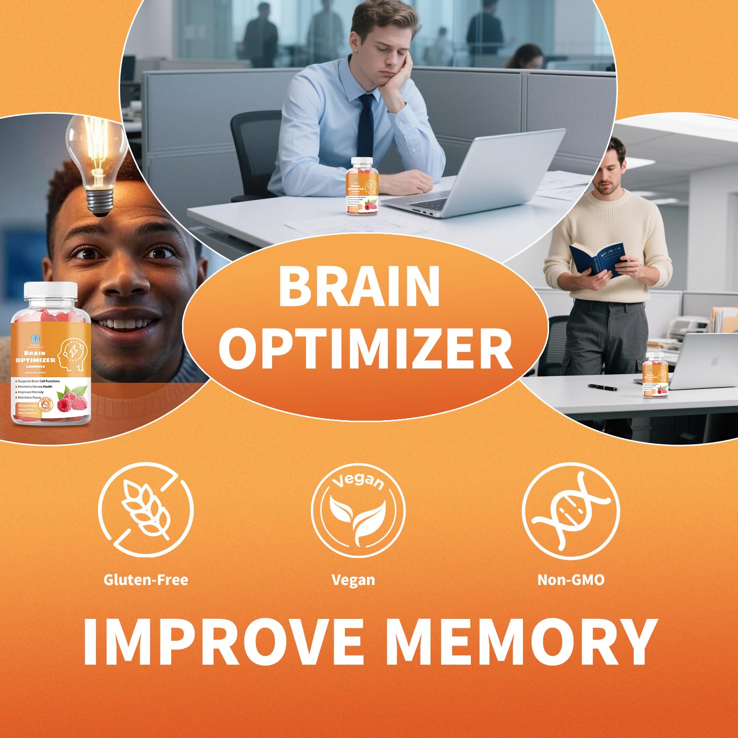 Brain Optimizer Gummies - Brain Support for Memory, Focus & Attention (Raspberry)