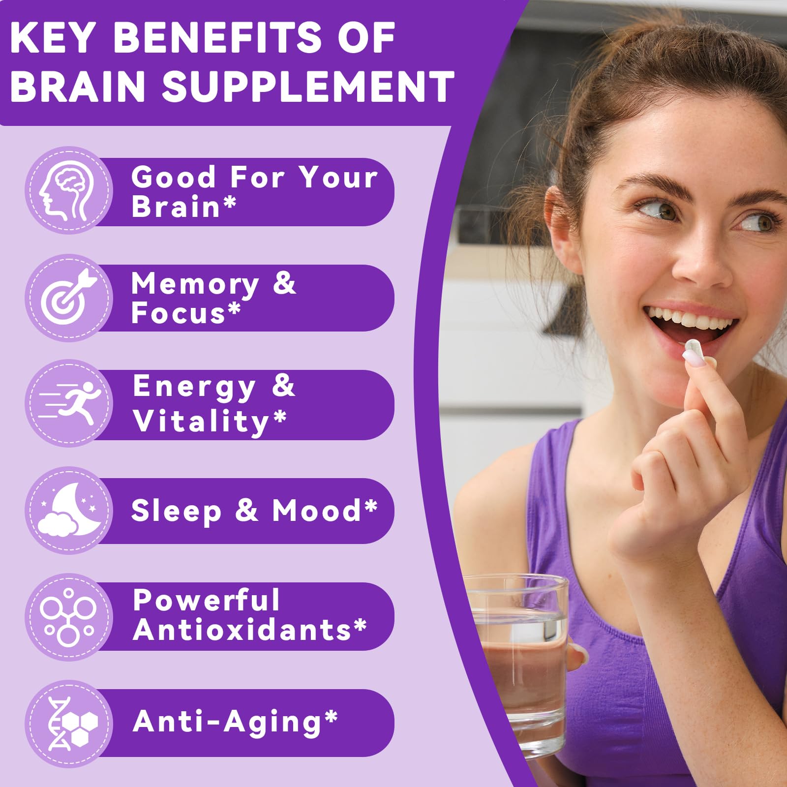 Brain Supplements for Memory and Focus - 11-in-1 NAC, B12, L-Theanine, Bacopa Monnieri | Vegan 30 Caps