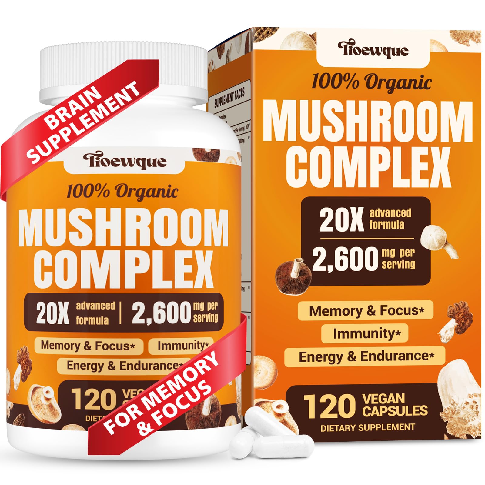 20-in-1 Mushroom Complex for Brain & Focus | Lion's Mane & Reishi