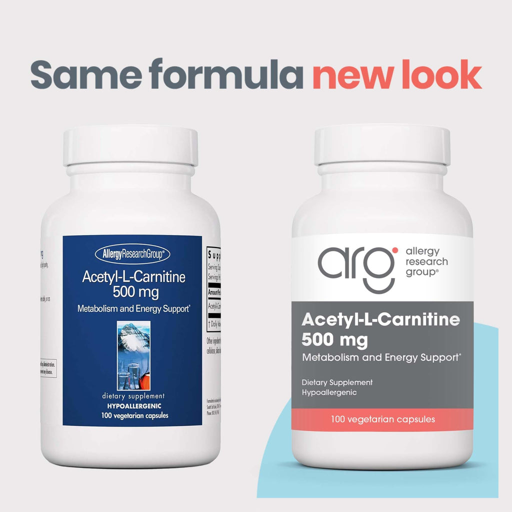 Allergy Research Group Acetyl-L-Carnitine 500mg – Metabolism & Energy Support, 100 Count