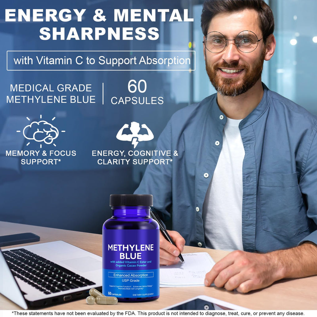 Methylene Blue Capsules 12 mg with Vitamin C Ester – 60 Capsules