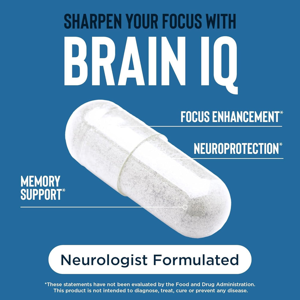 Relaxium BrainIQ Nootropic - Memory & Cognitive Support | Lion's Mane, L-threonine & Coffee Extract | 60 Count