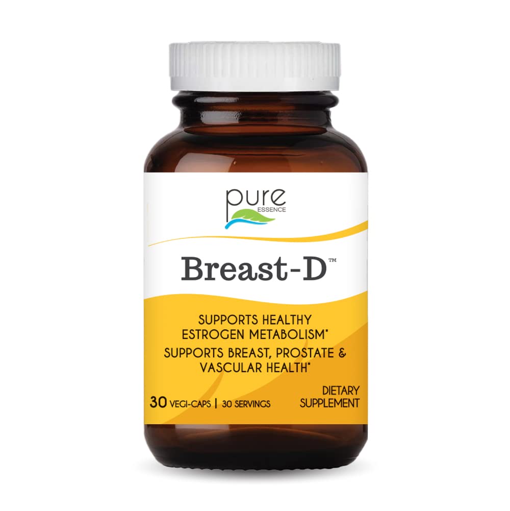Breast D by Pure Essence – Estrogen Balance, Hormonal Acne & Menopause Support (Vitamin D3, Calcium, Green Tea & Lycopene) – 30 Capsules