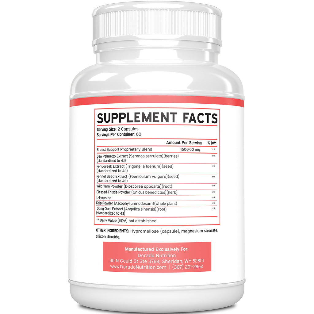Breast Support Pills for Women - 120 Count | Fenugreek, Saw Palmetto, & More | USA Made