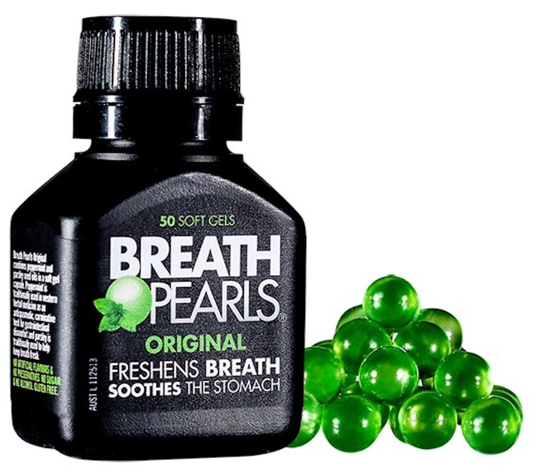 Breath Pearls Original Freshens Breath – 50 Softgels, All Natural