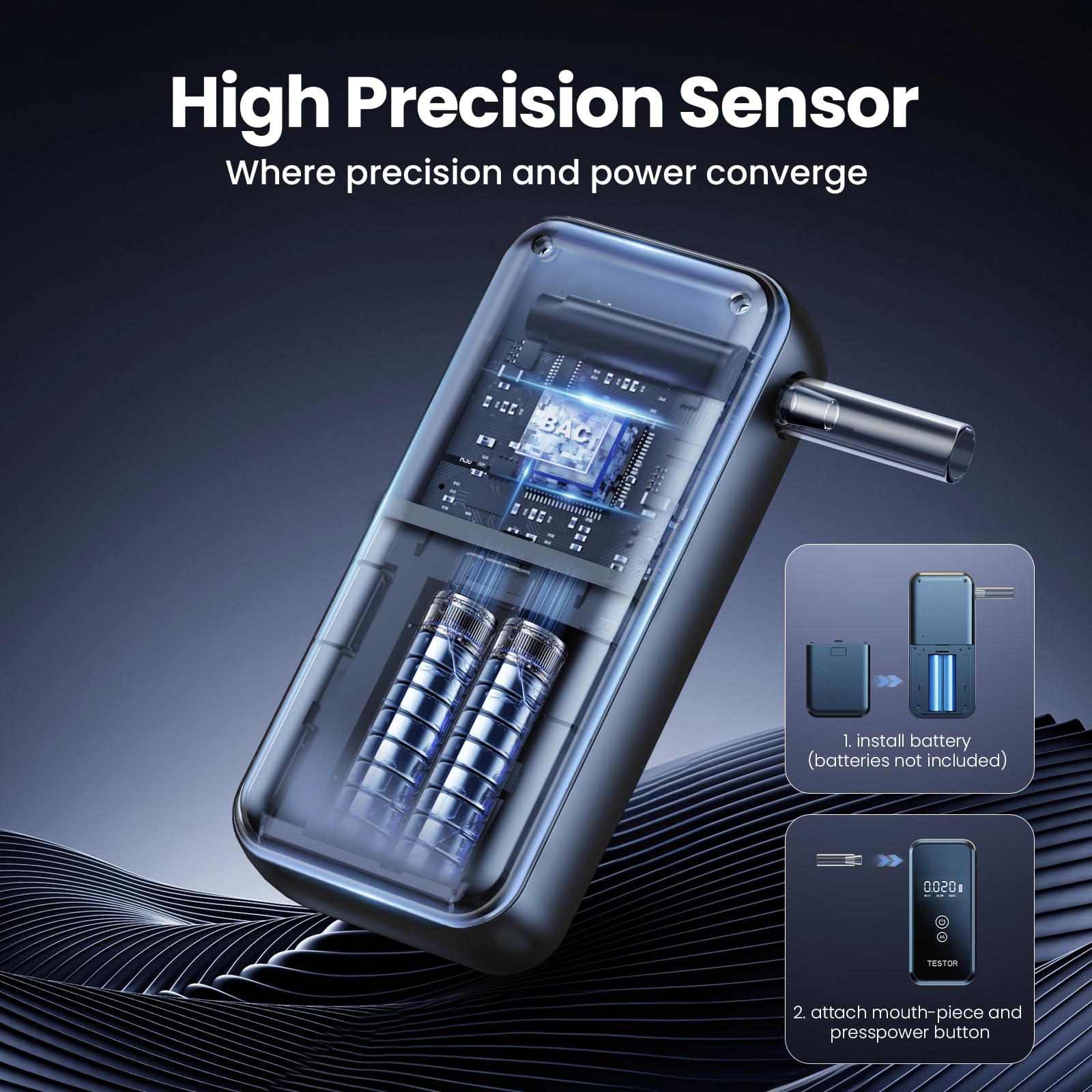 Breathalyzers | Professional Portable Alcohol Breathalyzer with 8 Mouthpieces