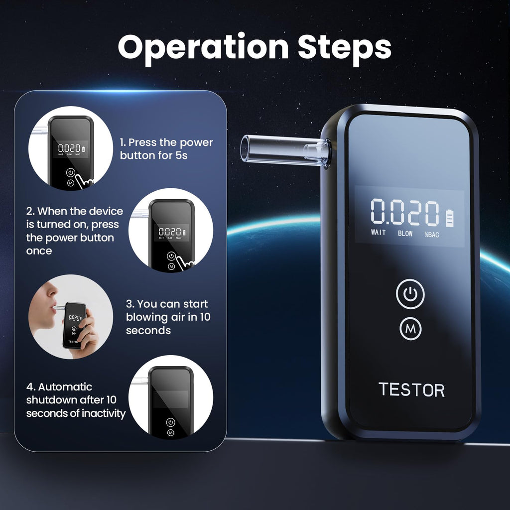 Breathalyzers | Professional Portable Alcohol Breathalyzer with 8 Mouthpieces