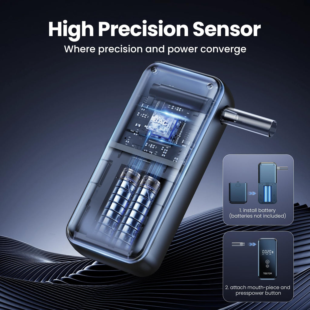 Breathalyzers - Professional-Grade Portable 0.001% BAC | 8 Mouthpieces