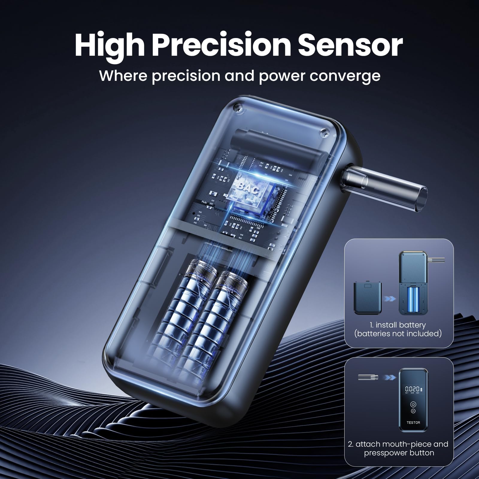 Breathalyzers - Professional-Grade Portable 0.001% BAC | 8 Mouthpieces