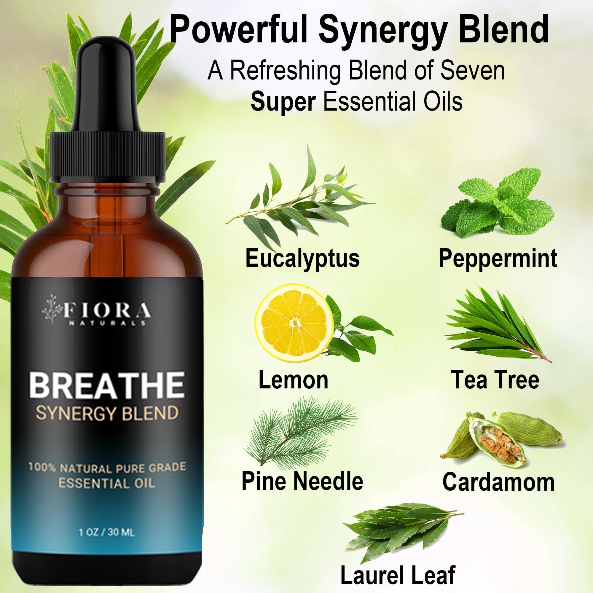 Breathe Essential Oil Blend for Diffuser – Eucalyptus, Peppermint & Tea Tree