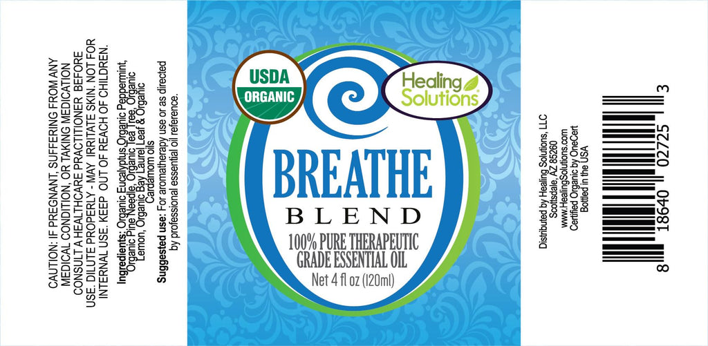 Healing Solutions Breathe Essential Oil Blend – 4 oz, Organic & Pure
