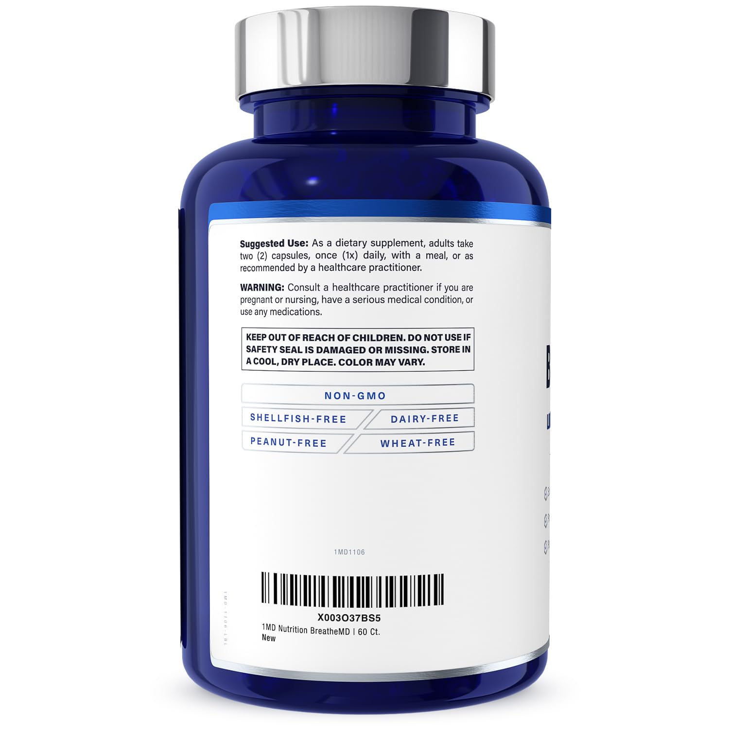 1MD Nutrition BreatheMD – Lung & Respiratory Support Supplement with Elderberry, Chromium & NAC (60 Ct)
