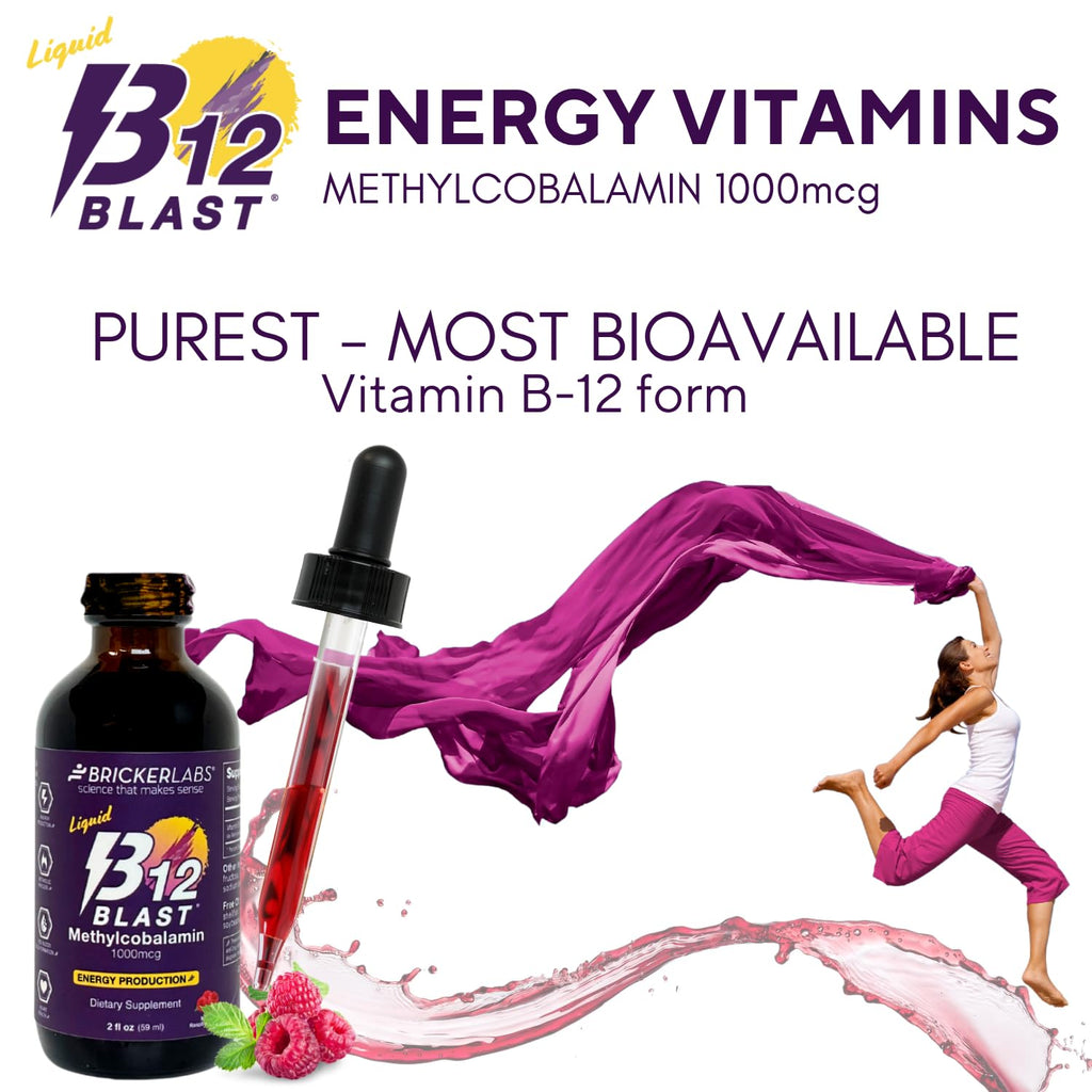Bricker Labs B12 Blast Methylcobalamin 1000mcg | Vegan Liquid B12, 59 Servings