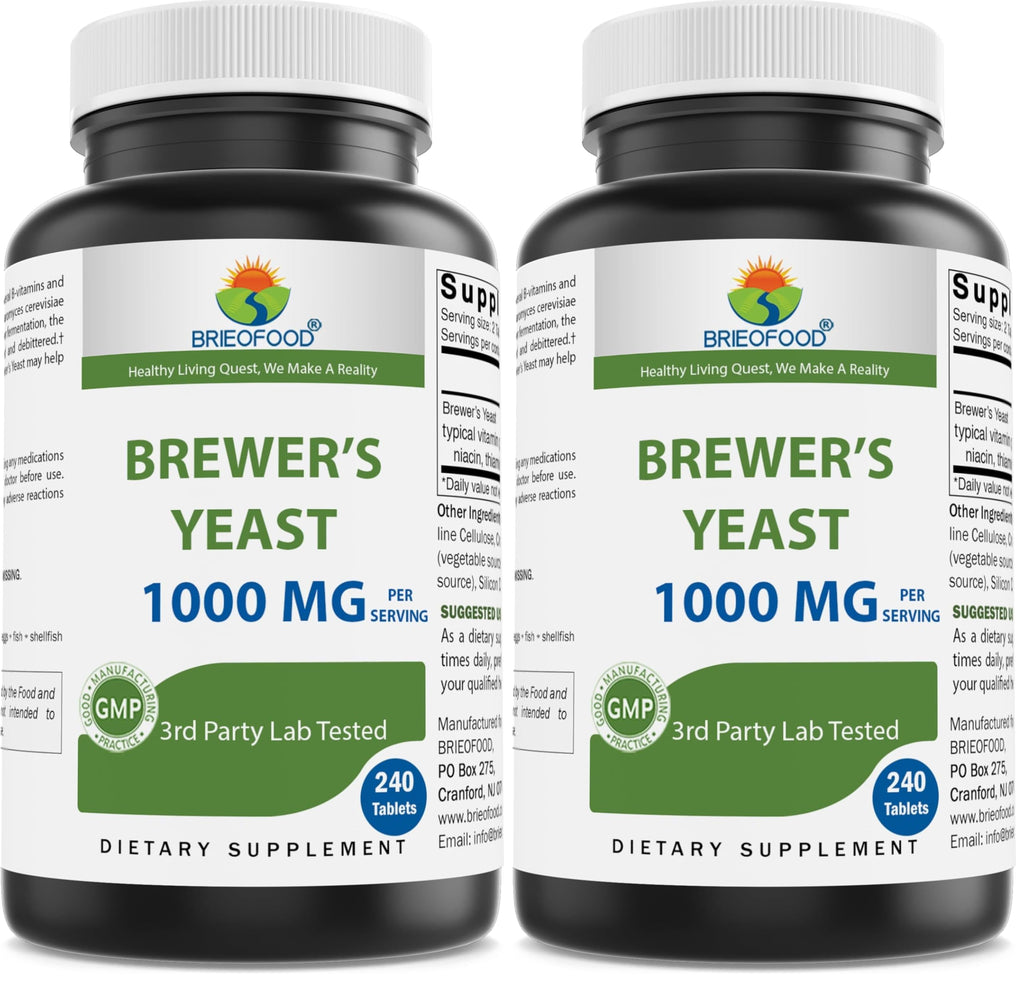 Brieofood Brewers Yeast 1000 mg – 240 Tablets (Pack of 2) – Lab Tested