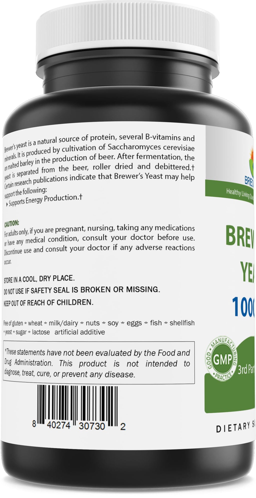 Brieofood Brewers Yeast 1000 mg – 240 Tablets (Pack of 2) – Lab Tested