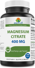 Brieofood Magnesium Citrate 400 mg (Elemental Mg) - 250 Tablets | Muscle Relaxation