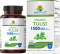 Brieofood Organic Tulsi 1500mg – 90 Vegetarian Tablets | Gluten Free, 45 Servings