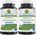 Brieofood Vitamin B-12 6000 mcg Methylcobalamin – 240 Tablets – Non-GMO & Gluten Free (Pack of 2)