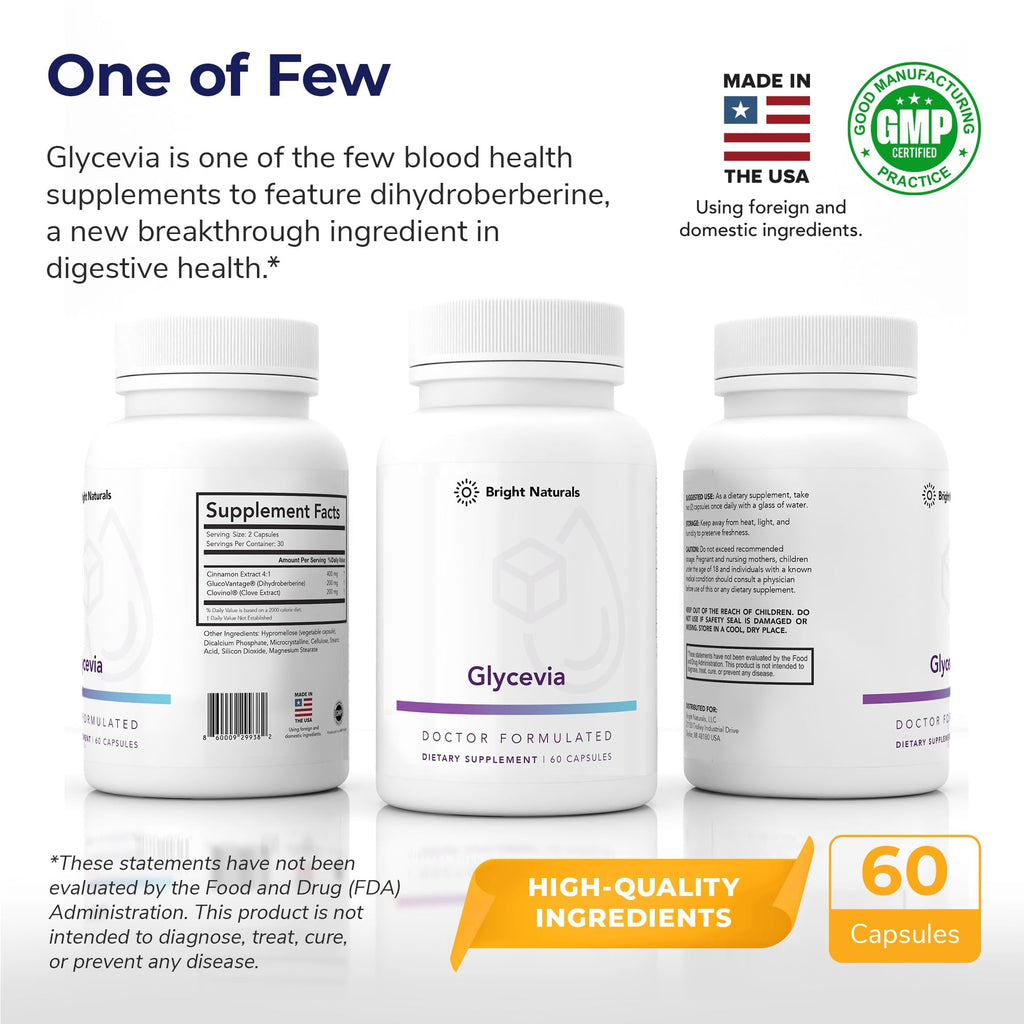 Bright Naturals Glycevia – GlucoVantage Dihydroberberine for Balanced Glucose & Energy | 90 Servings