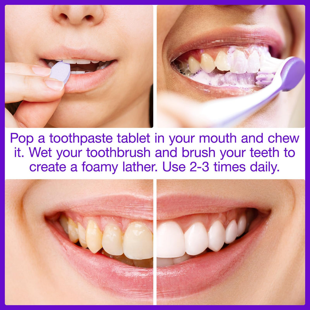 Purple Toothpaste Tablets for Teeth Whitening – Enamel-Safe, Peroxide-Free