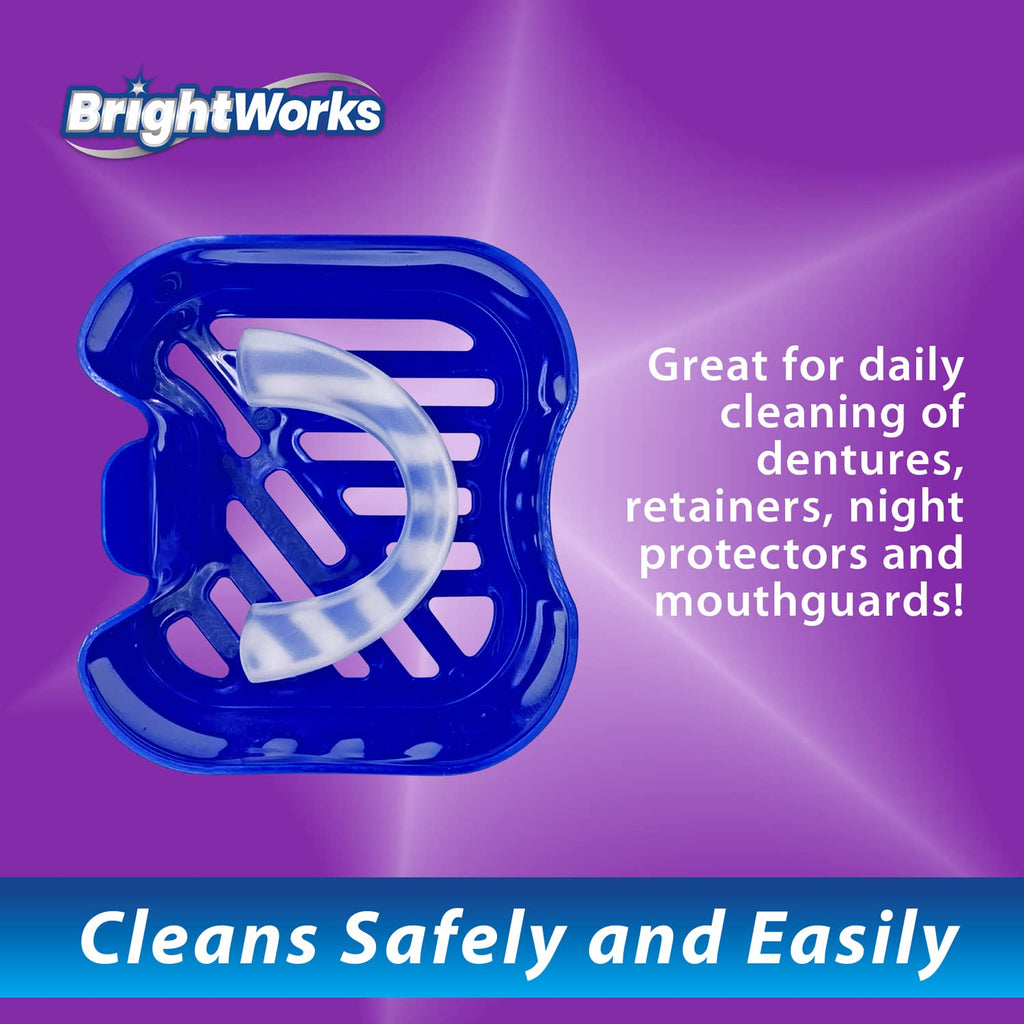 BrightWorks Dental Bath Cleaner Cup Case (3 Pack) – Dentures, Aligners, Retainers & Dental Appliances