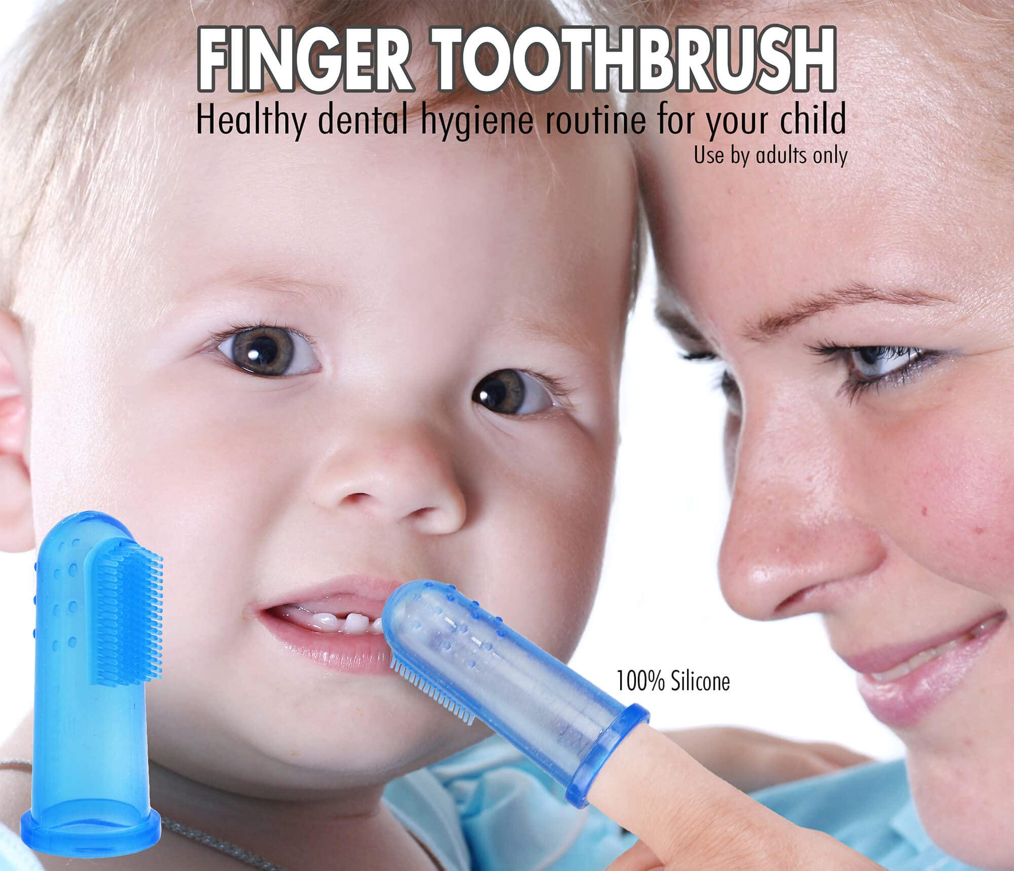 Brilliant Baby Finger Toothbrush – Silicone Gum Massager & Teether (3+ Months) – Clear