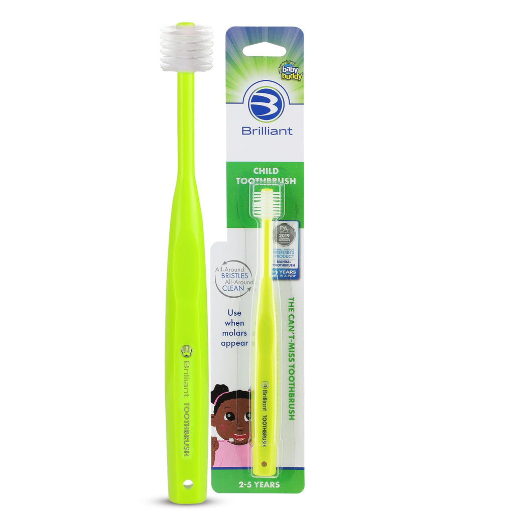 Brilliant Oral Care Child Toothbrush – Soft Bristles, Round Head | Ages 2-5 | Lime