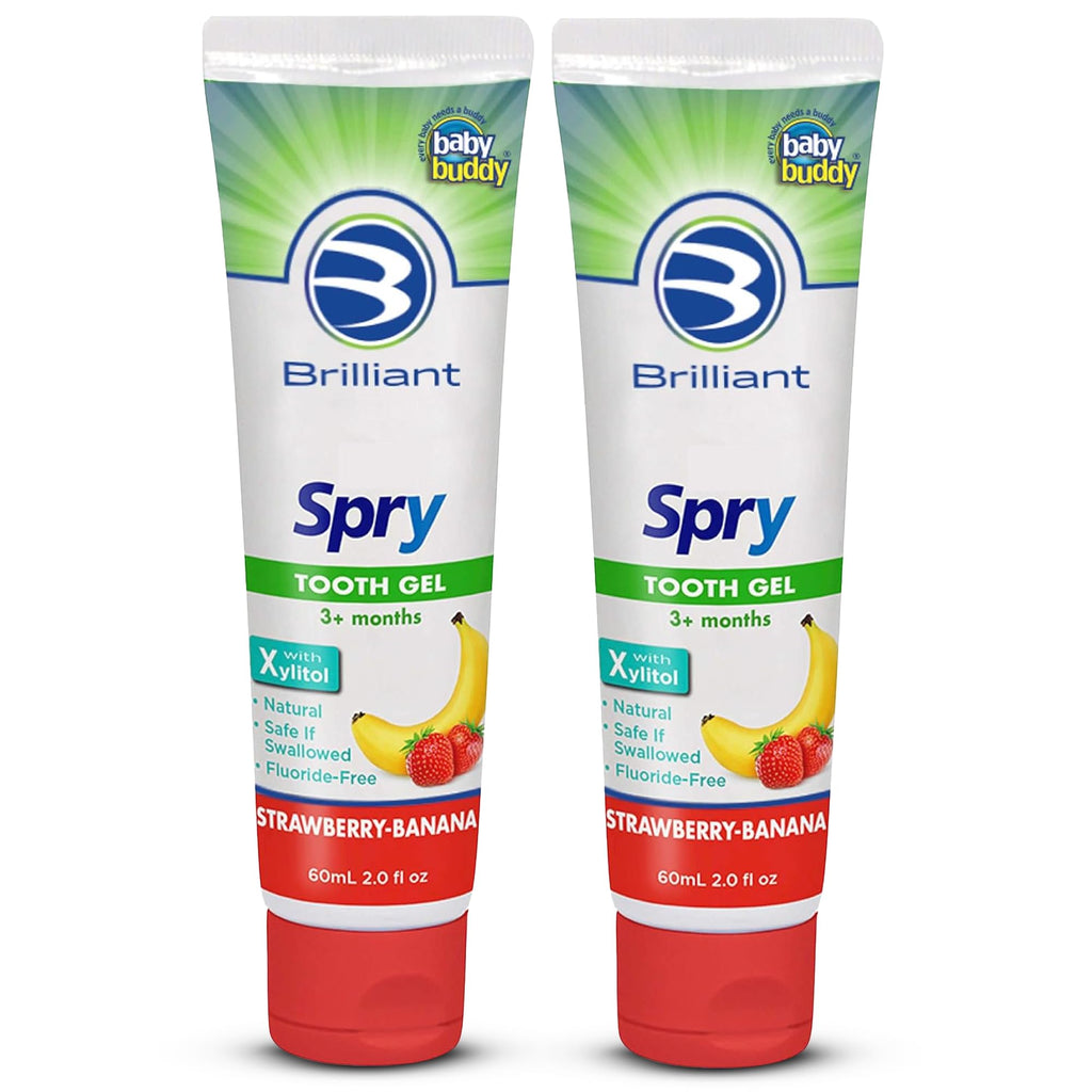 Brilliant Oral Care Kids Fluoride-Free Toothpaste & Spry Gel – Strawberry Banana, 2 oz (2 Pack)