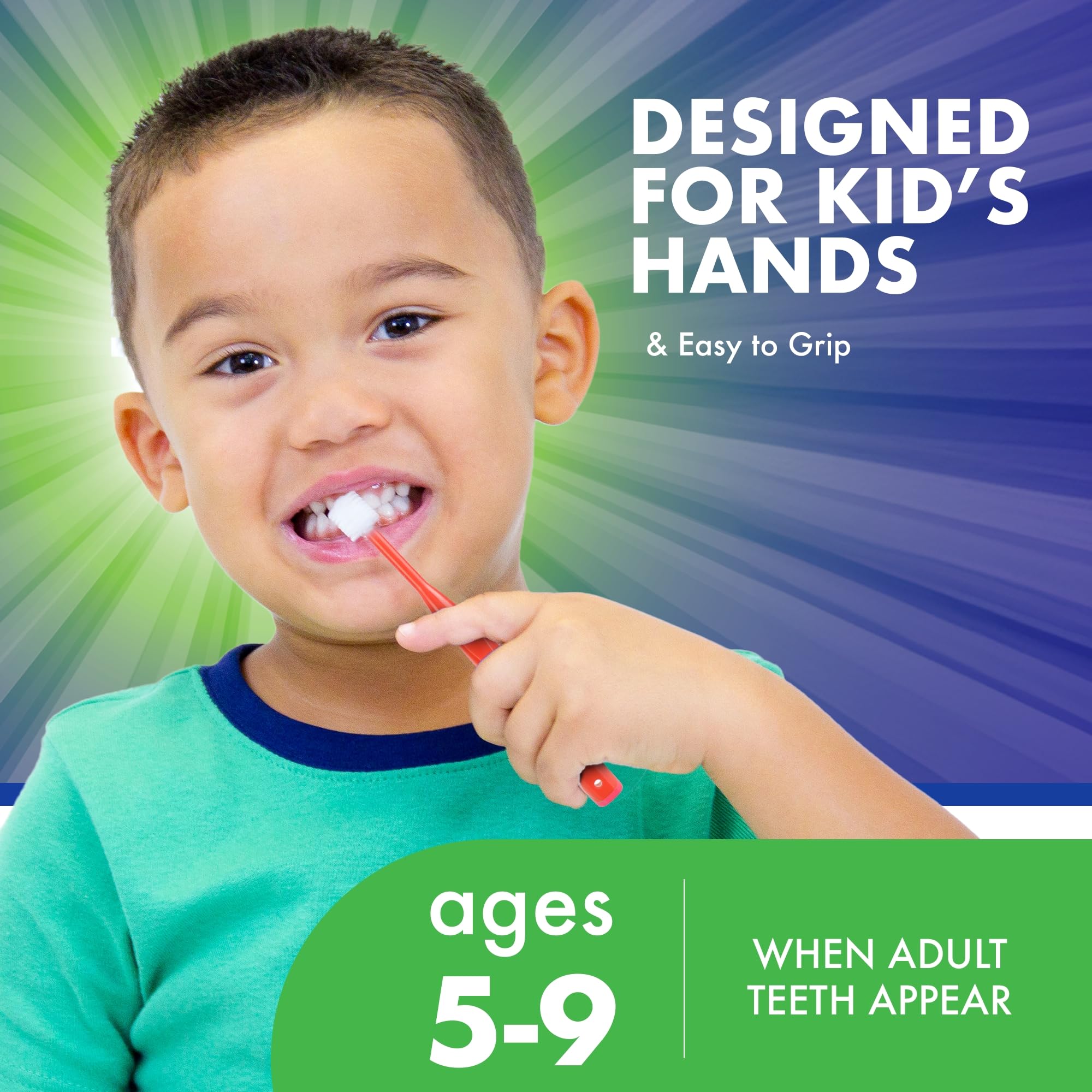 Brilliant Oral Care Kids Toothbrush - 5-9 Years - Round Head, Ultra-Soft Bristles - 3 Pack (Royal Purple Teal)