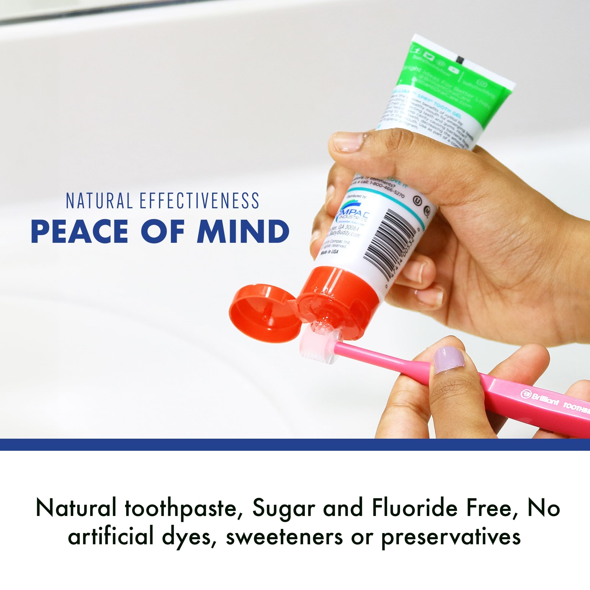 Brilliant Toothpaste Gel by Spry, with Xylitol, Fluoride Free, Mint Free, Safe If Swallowed, Natural, Original, 3 oz, 2pk
