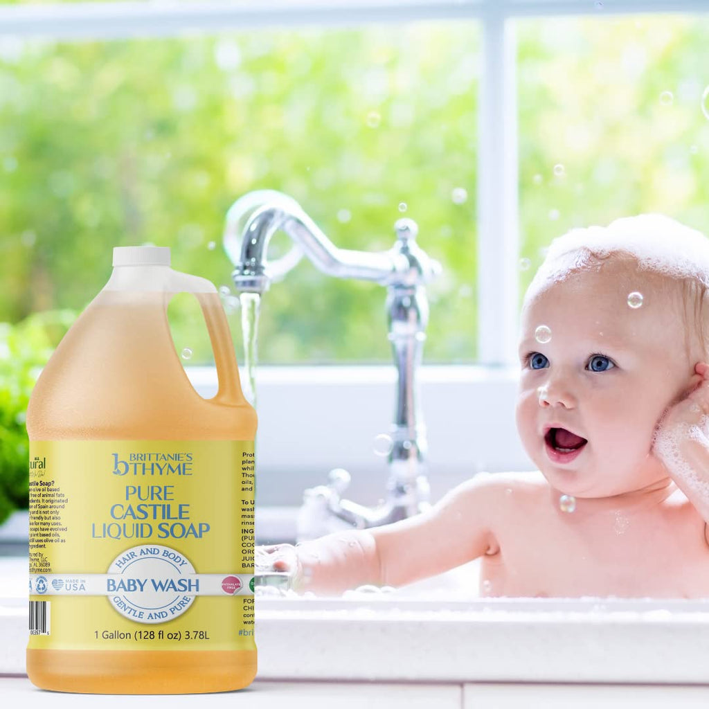 Brittanie's Pure Organic Castile Soap Refill - Olive Oil Castile (1 Gallon, Baby) | Vegan & Gluten Free Non-GMO