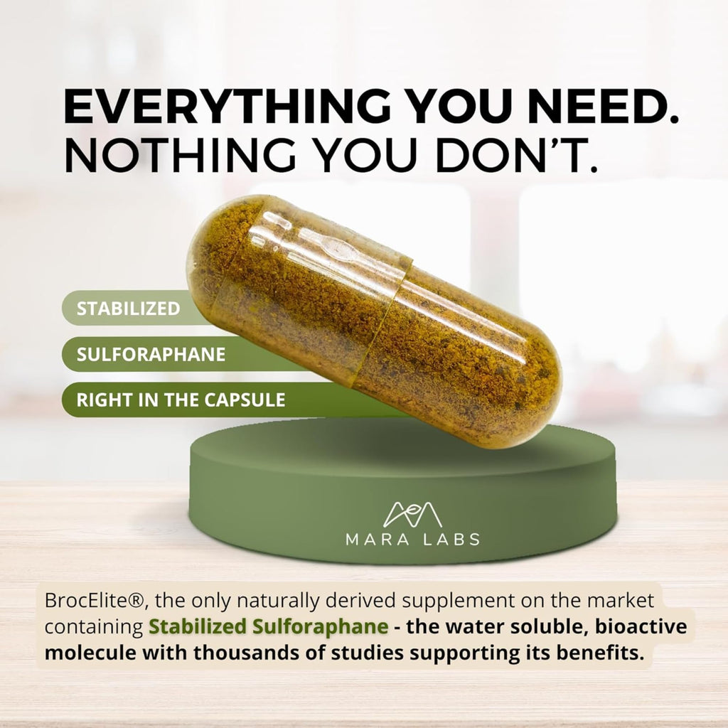 Broc Elite Plus by Mara Labs — Stabilized Sulforaphane Broccoli, Zero Glyphosate, 30 Veg Capsules