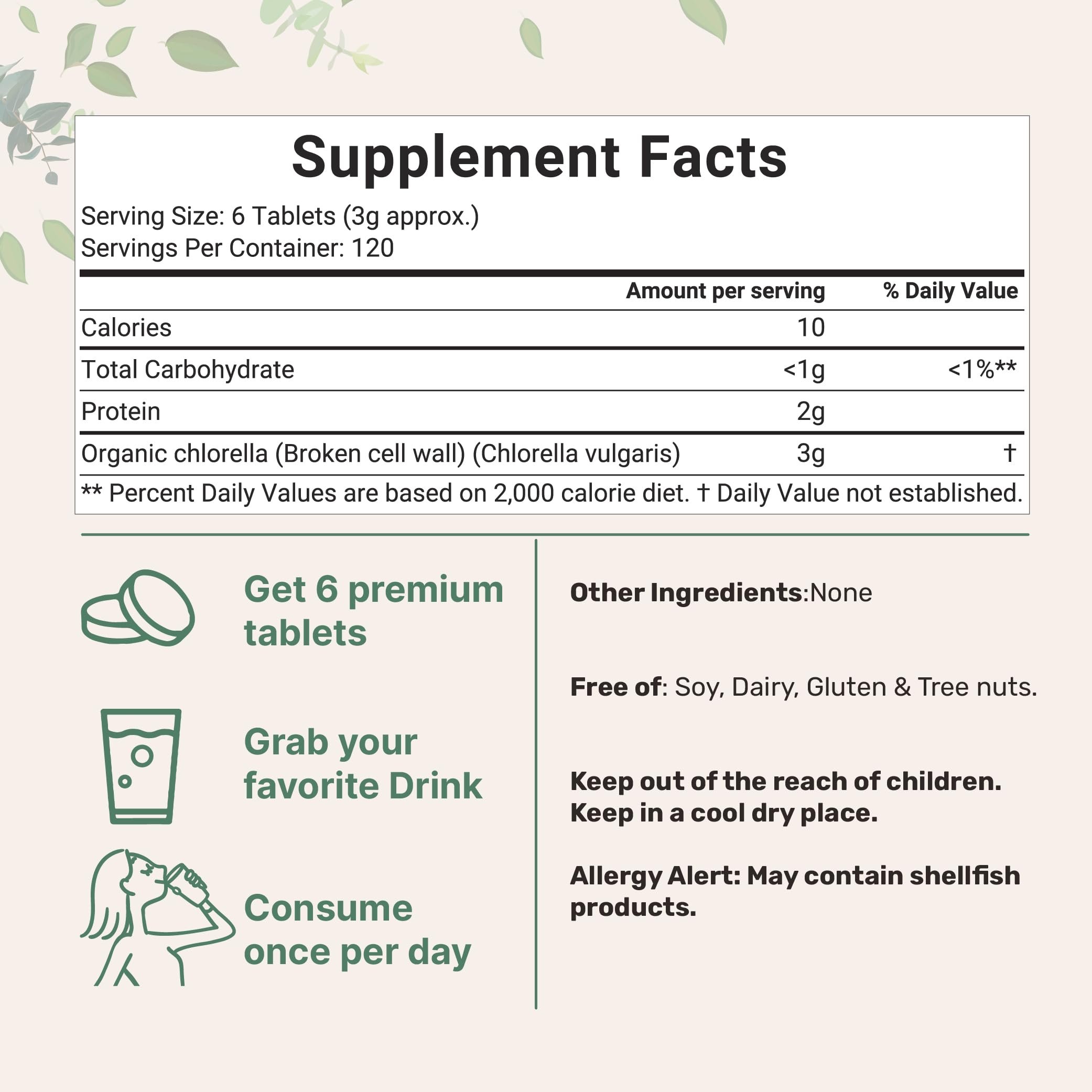 Organic Chlorella Tablets 500mg | 720 Tabs (360g) | Broken Cell Wall | Non-GMO