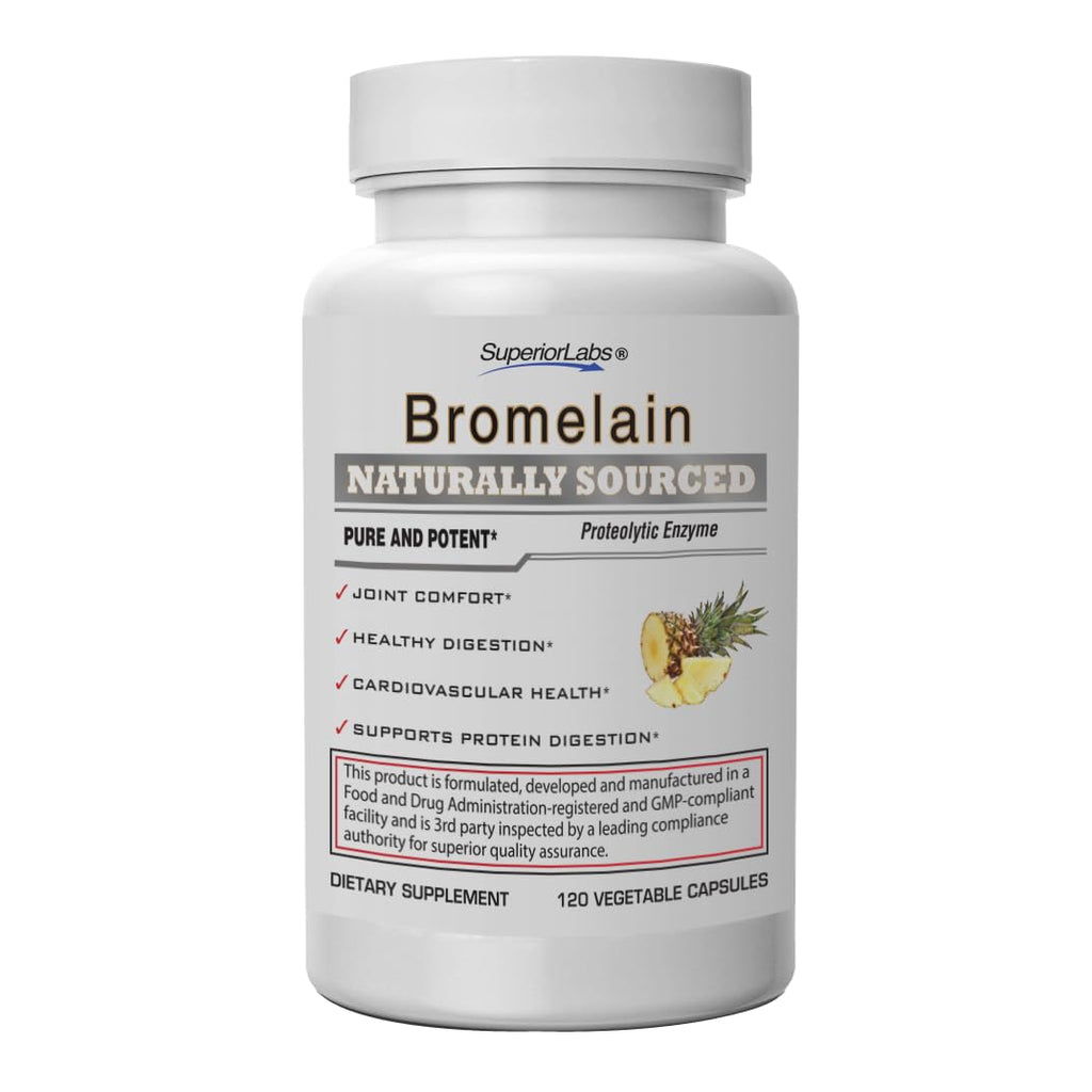 Bromelain 500mg 2400 GDU/g Non-GMO Pineapple Enzyme | Digestive Support 120 Veg Caps